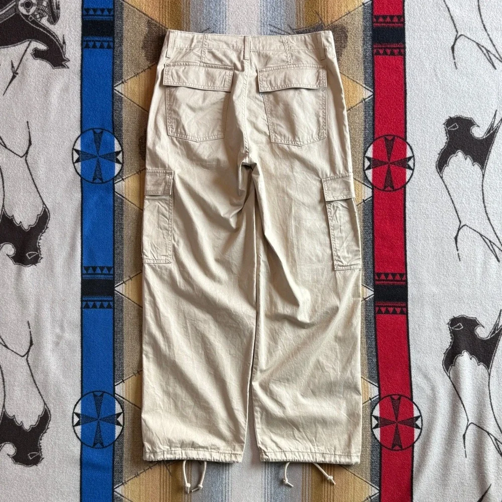 Levis 94 Baggy Cargo Pants Mens 29x30 Tan Khaki Wide Leg Drawstring Hem New